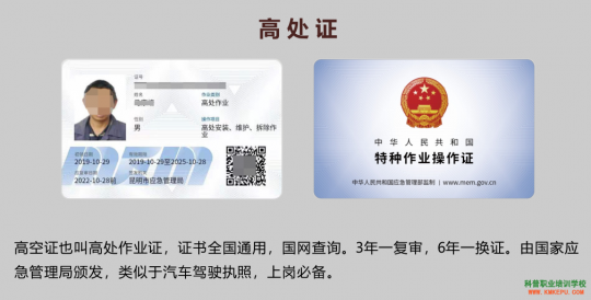 2021年云南高处作业操作证考试报名简章